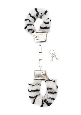 Kajdanki z Futerkiem Zebra Metalowe Regulowane