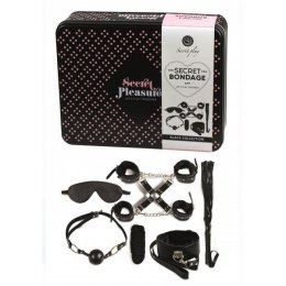 Secret Bondage Zestaw BDSM 8 elementów czarny kajdanki maska