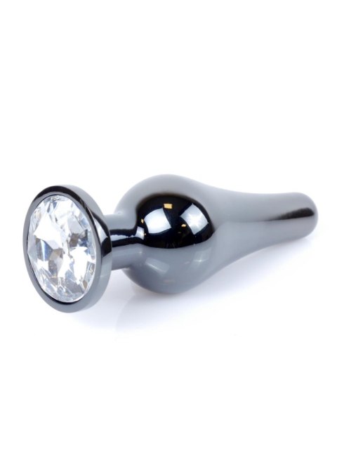 Długi stalowy korek plug analny z kryształem 2,7cm
