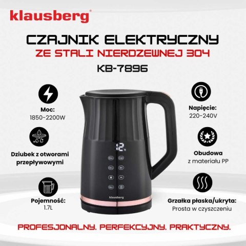 CZAJNIK ELEKTRYCZNY 1,7L KLAUSBERG KB-7895 LED REULACJA TEMPERATURY
