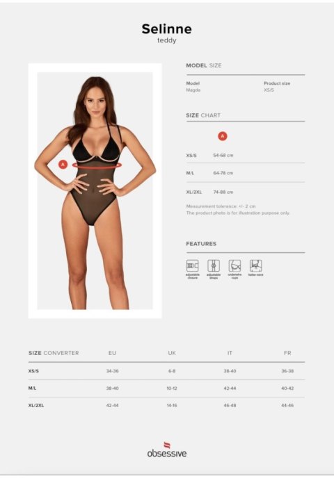 Obsessive Body Selinne czarne z fiszbinami i regulowanymi ramiączkami XS/S