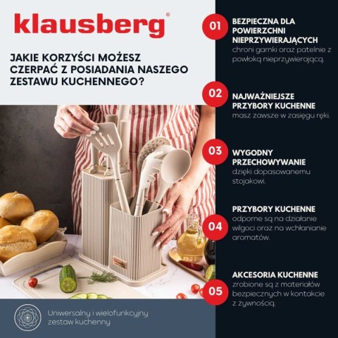 Zestaw noży i przyborów kuchennych z deską Klausberg