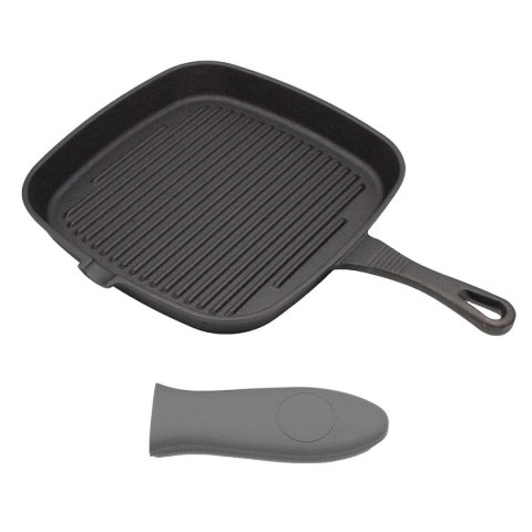 PATELNIA GRILLOWA ŻELIWNA 24cm Z SILIKONOWĄ NAKŁADKĄ 2668