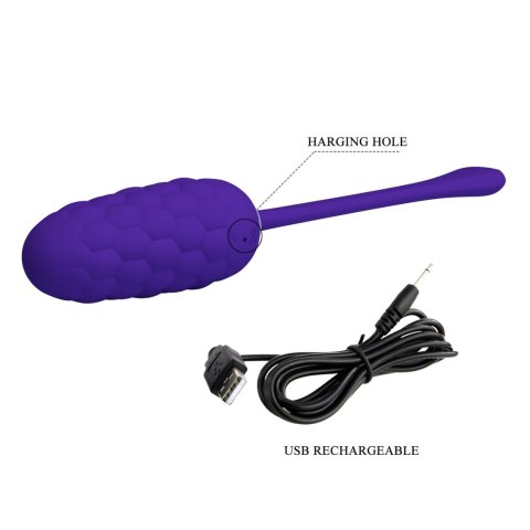 Fioletowe wibrujące jajeczko - MARINA EGG na USB, Silikonowe - PRETTY LOVE